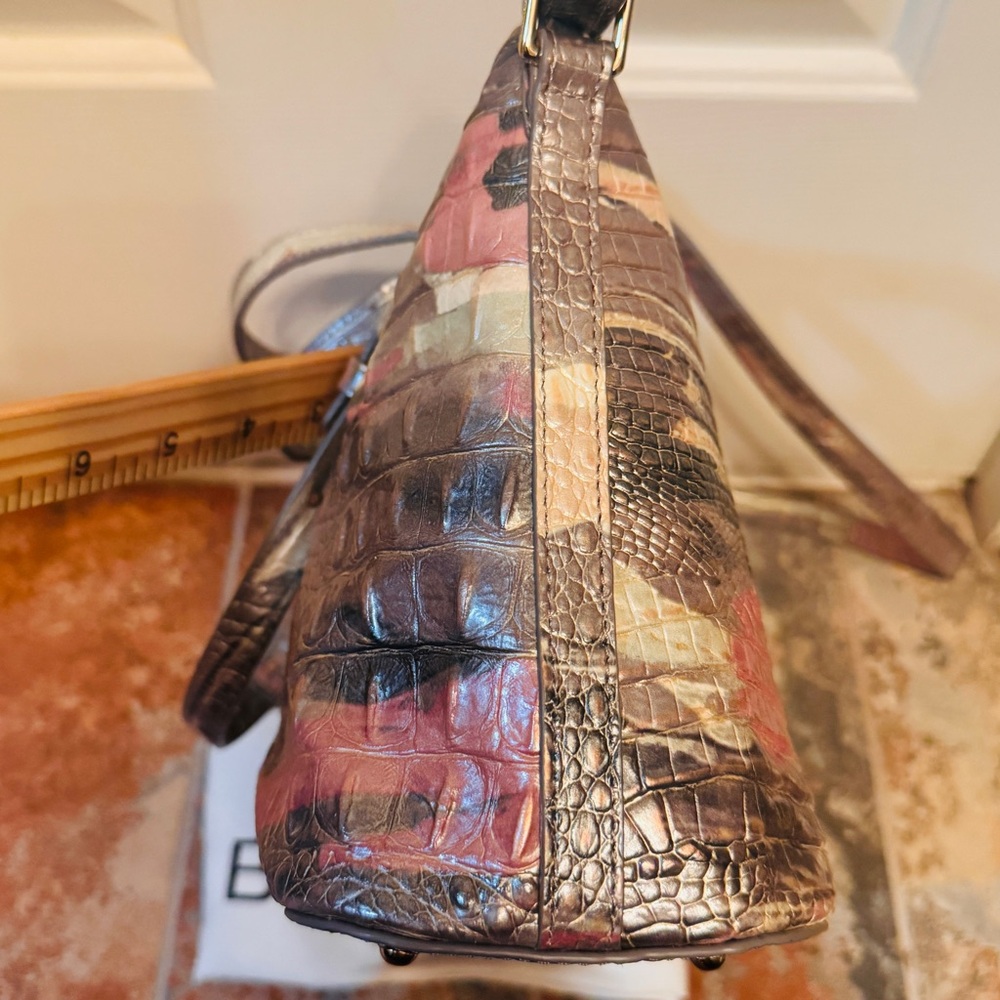 RARE COLOR! Brahmin Genuine Leather Croc Embossed Mini Asher in Muse Melbourne! - Picture 8 of 16